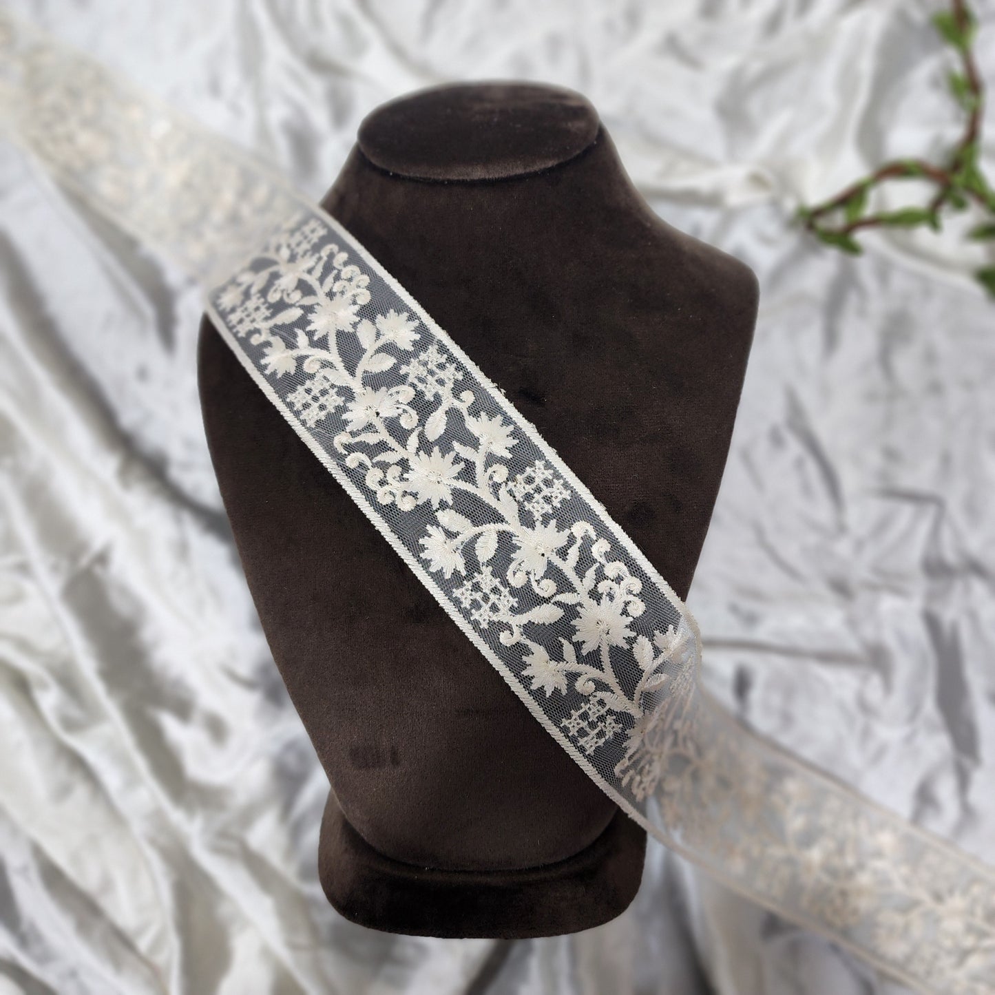 Lucknowi chikankari Floral Vine Net Lace