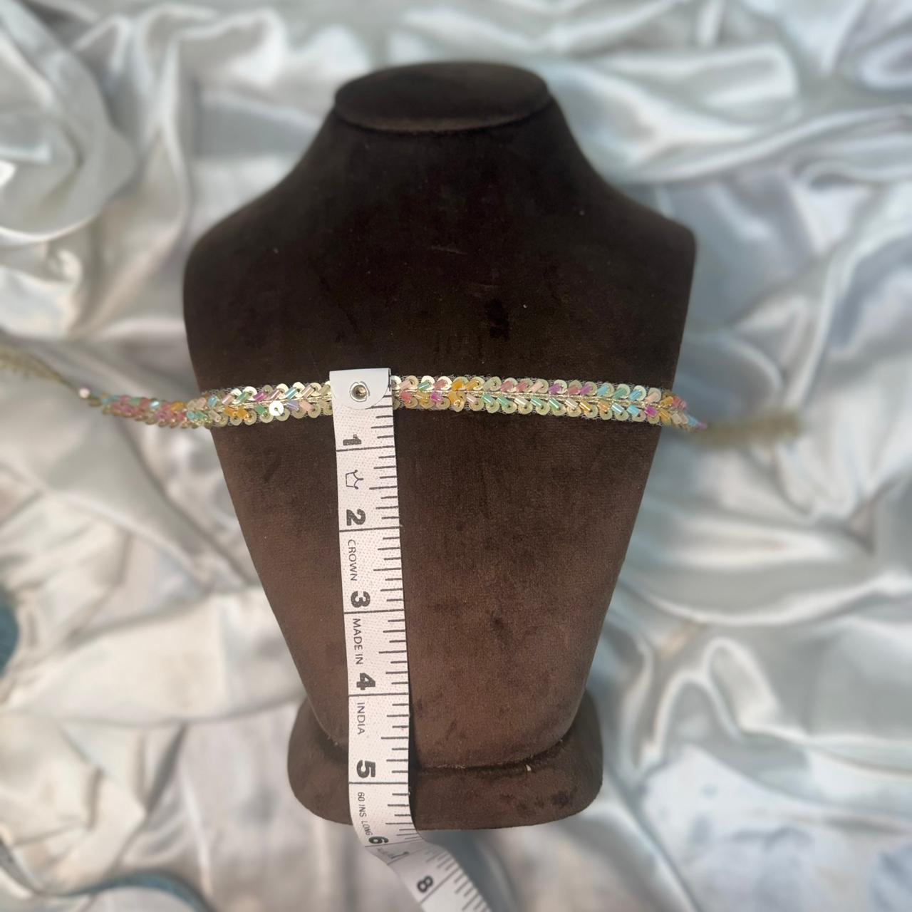 Pastel Multicolor Sequin Decorative Lace Border