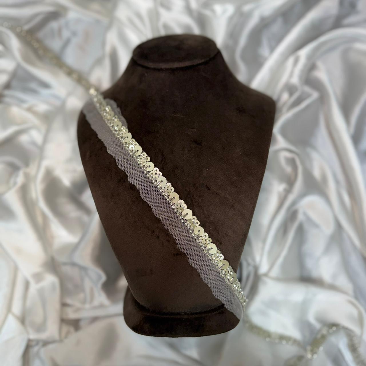 Elegant Beads & Sequin Mesh Lace Trim