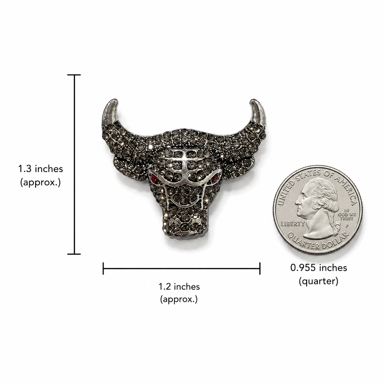 Premium metal bull head design with rhinestone detailing