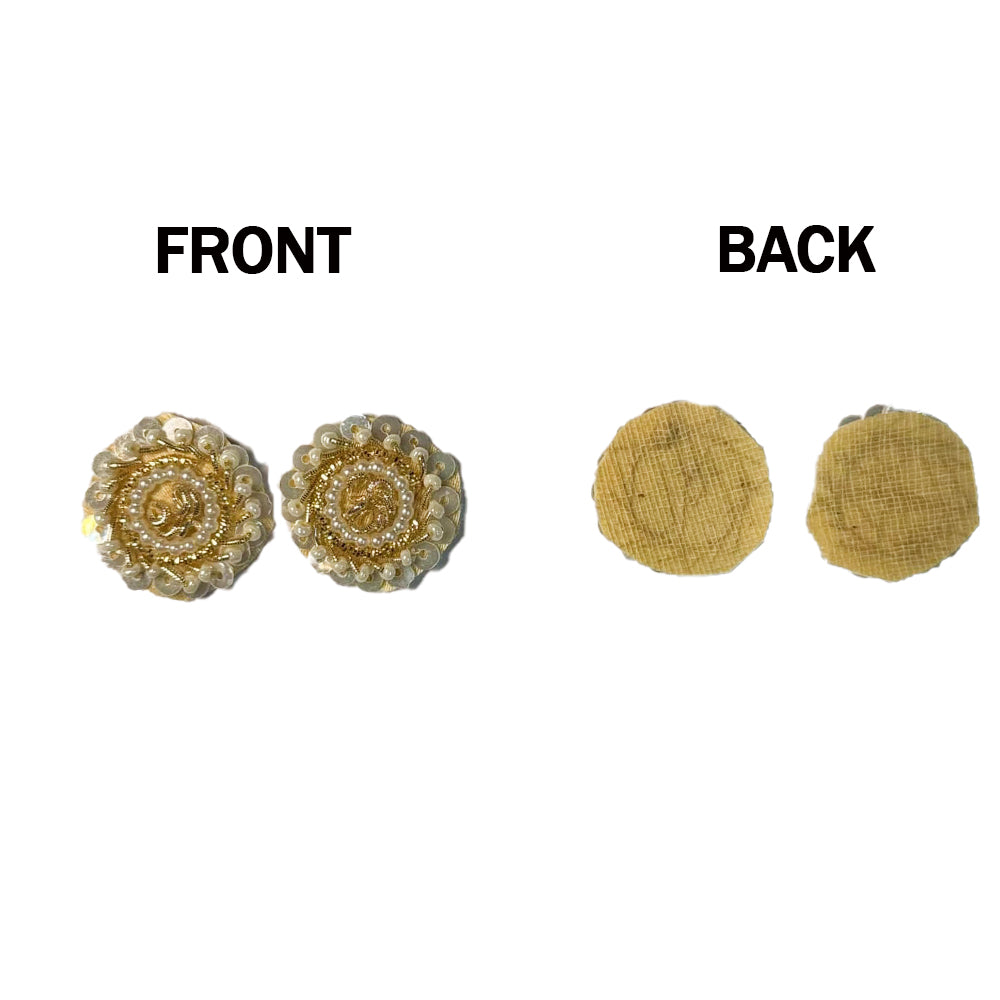 Light Golden Round Moti work Small Butti Patches 25 Pc