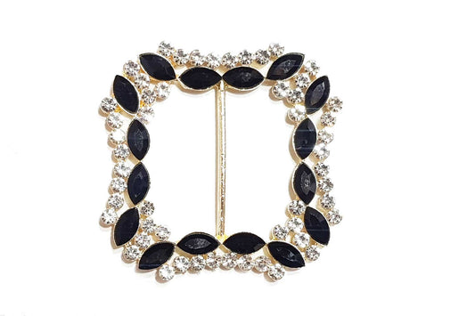 Square Shape Glass Stonework Fancy Metal Buckle