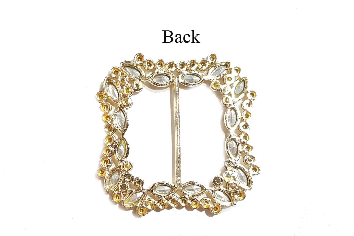 Square Shape Glass Stonework Fancy Metal Buckle