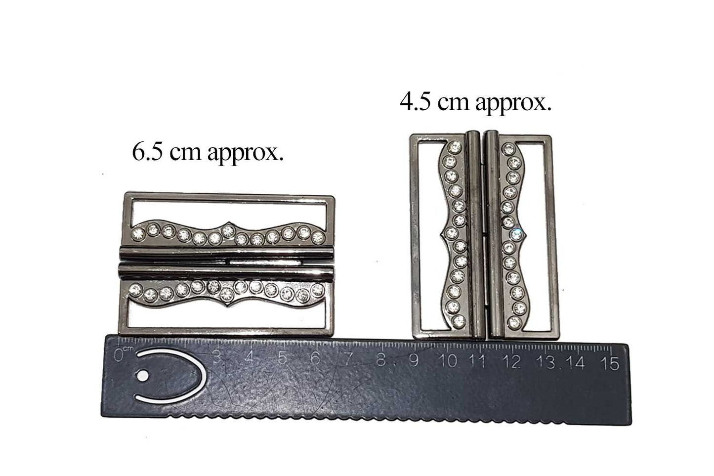 Metallic Grey Color Rectangle Shape Metal Buckle 2 Pcs
