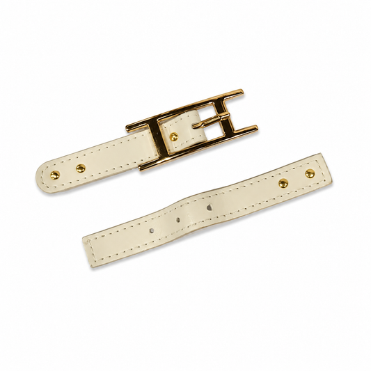 Vintage Cream Leather Decorative Buckle Closure (1 piece)