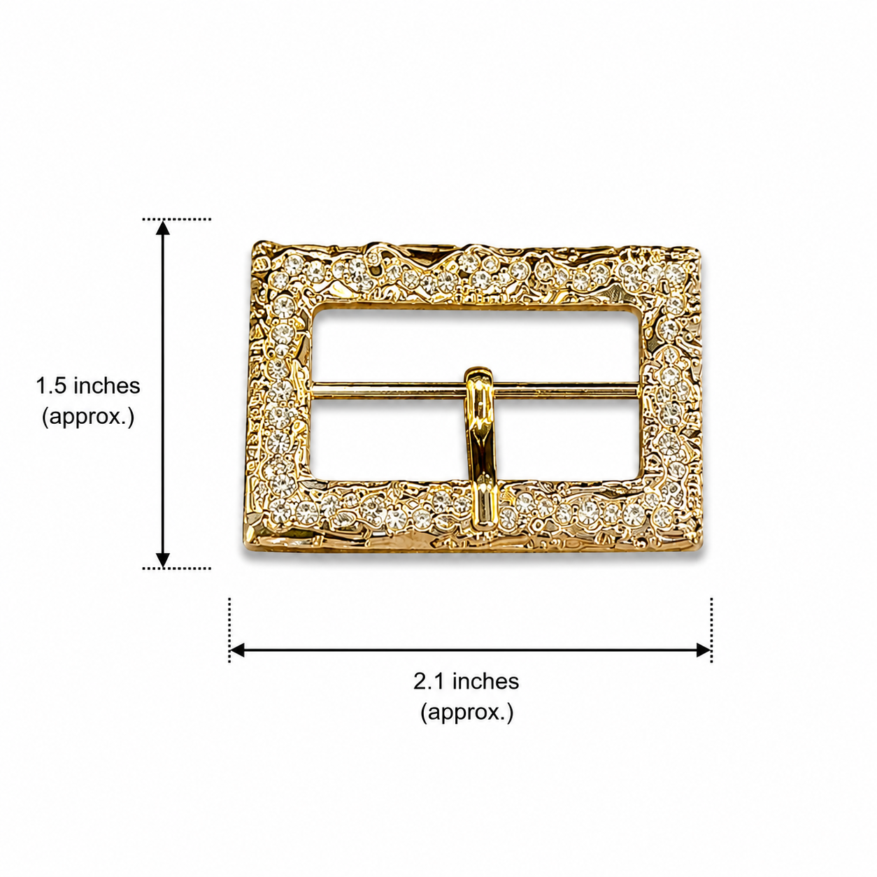 Gold Crystal Embellished Rectangular Fashion Buckle (1 piece)