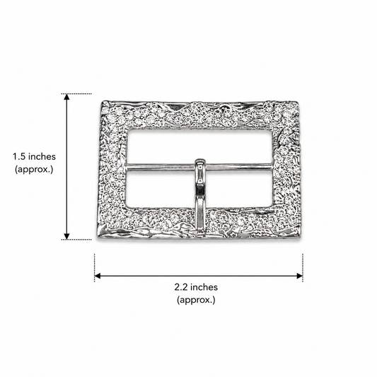 Elegant Silver Crystal Embellished Rectangular Fashion Buckle (1 Piece)