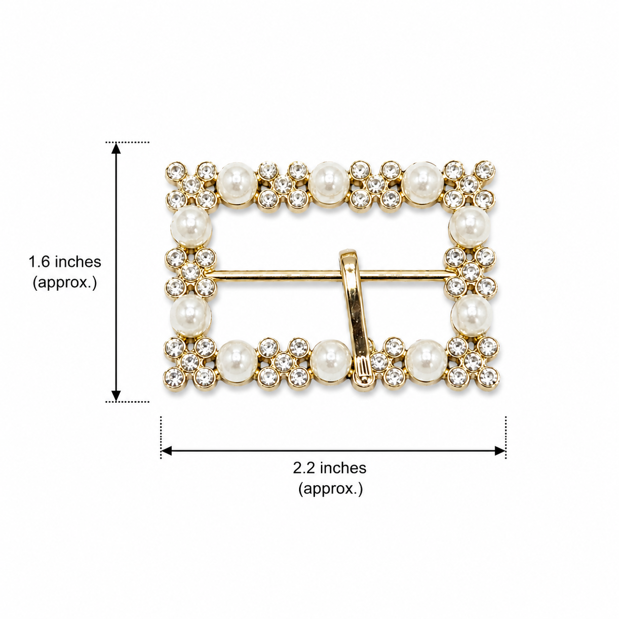 Elegant Pearl & Crystal Rectangular Fashion Buckle (1 piece)