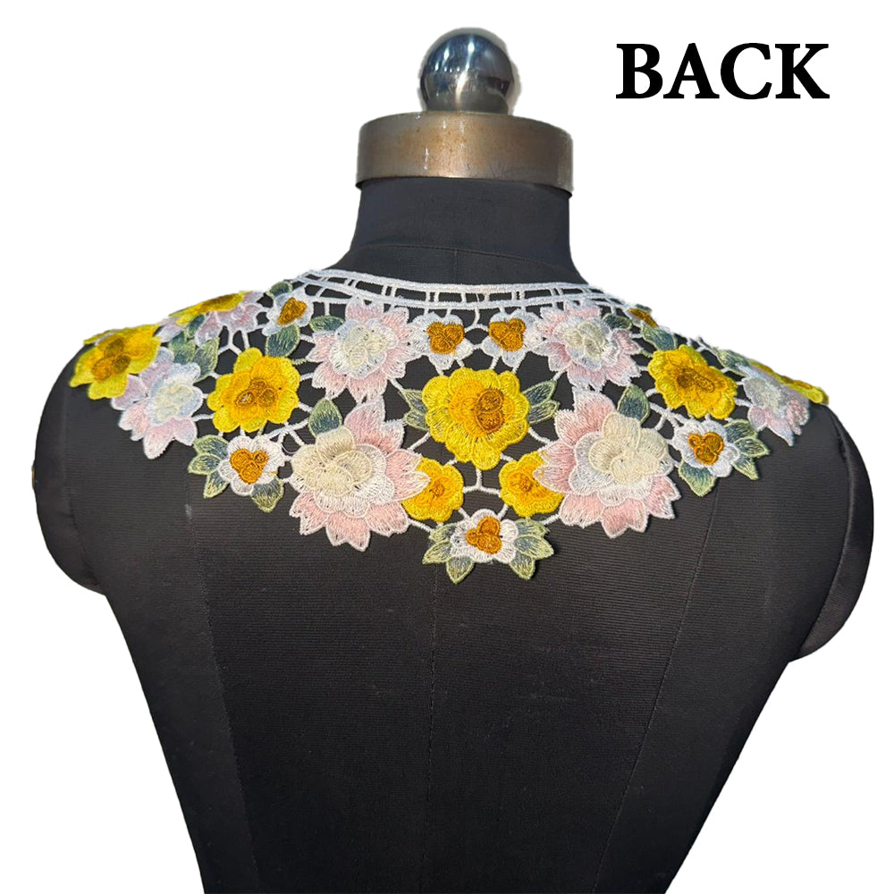 Multicolor Floral Design Threadwork Cape