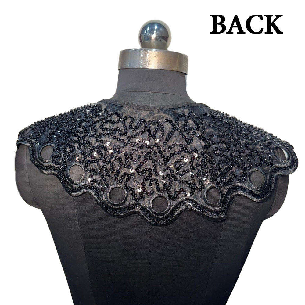 Black color Beads and Sequins work Organza Cape