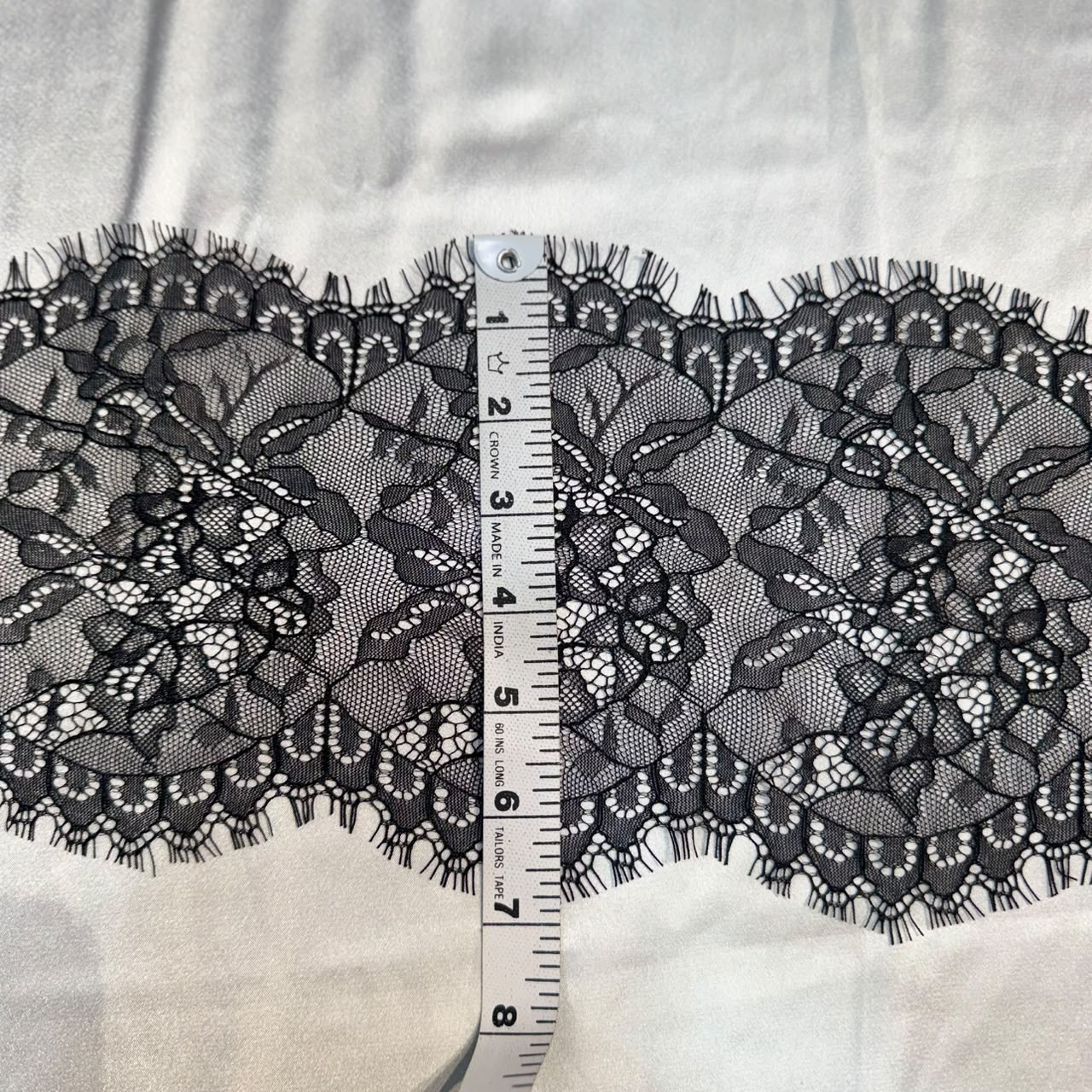 Designer Black Floral Chantilly Lace Border