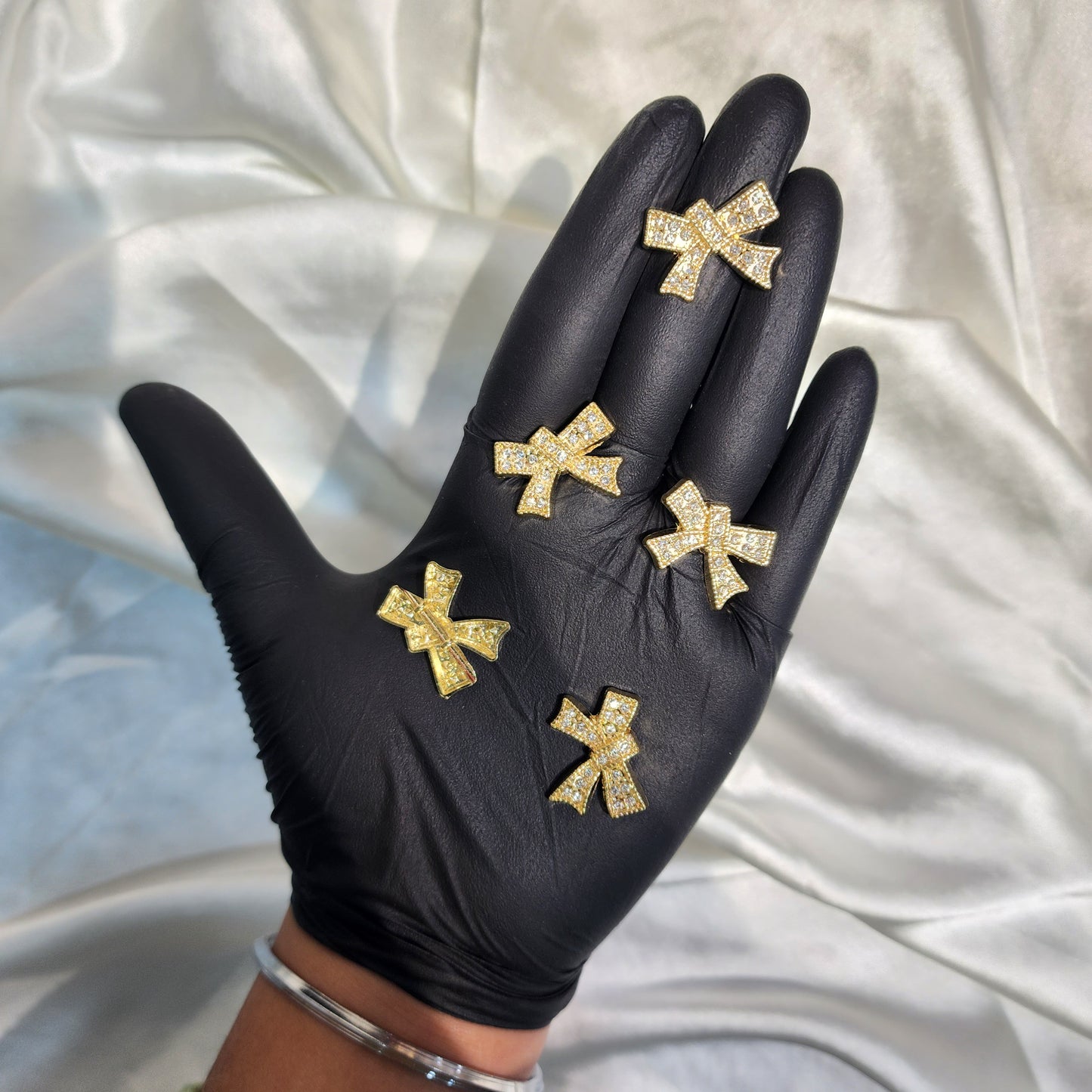 Golden color Fancy Bow shaped charms 5 Pieces