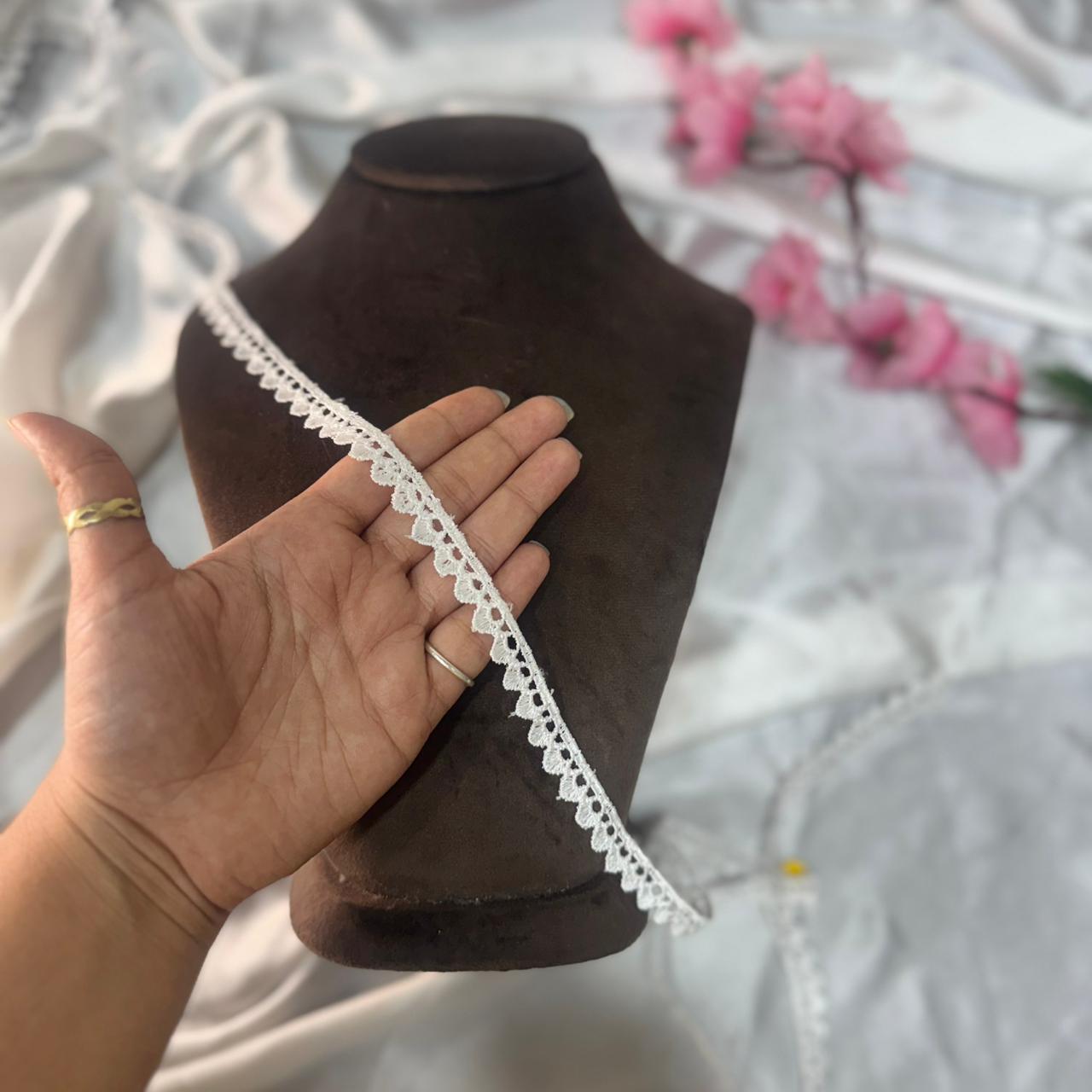White Embroidered Cotton Lace Trim