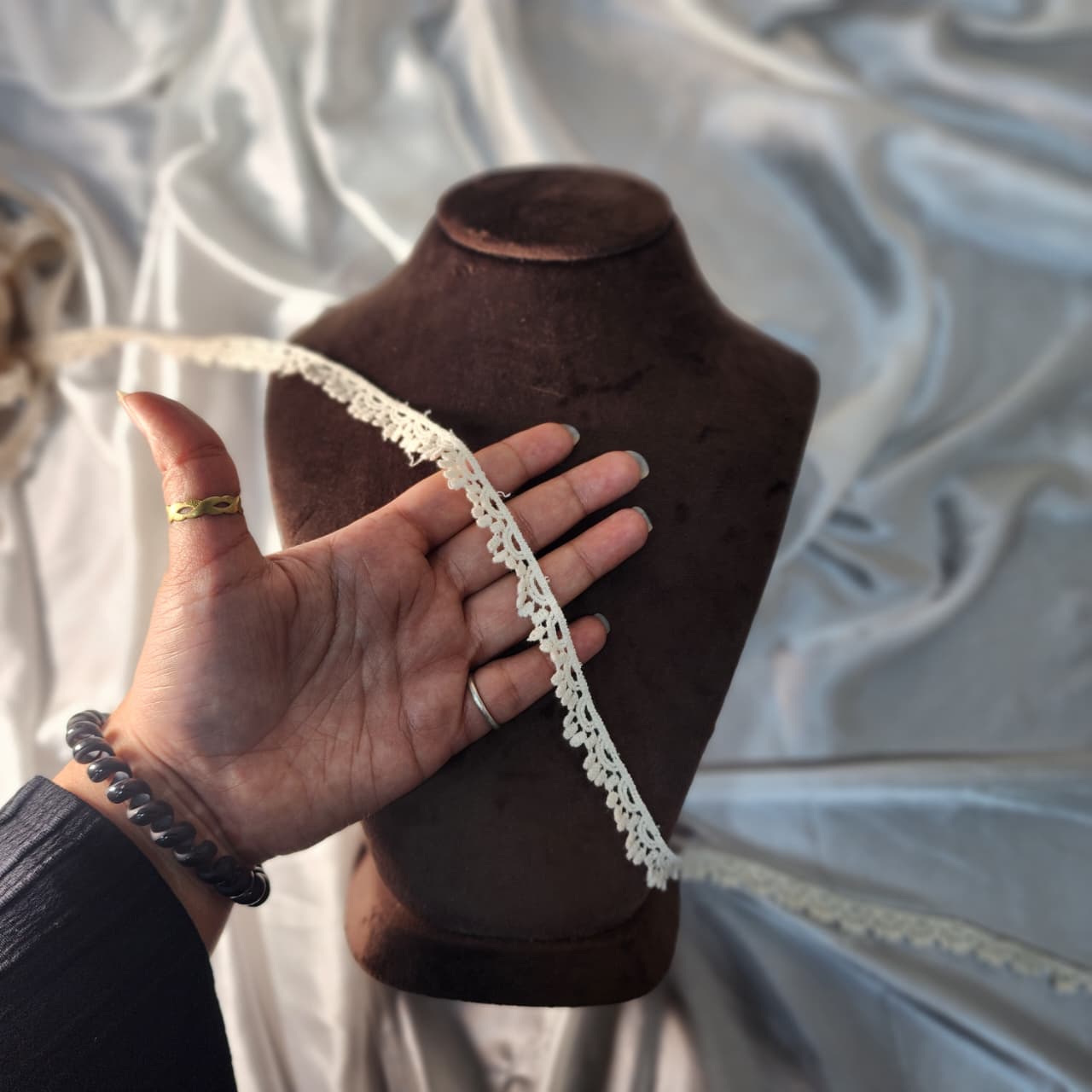 Soft Off-White Floral Cotton Lace Border