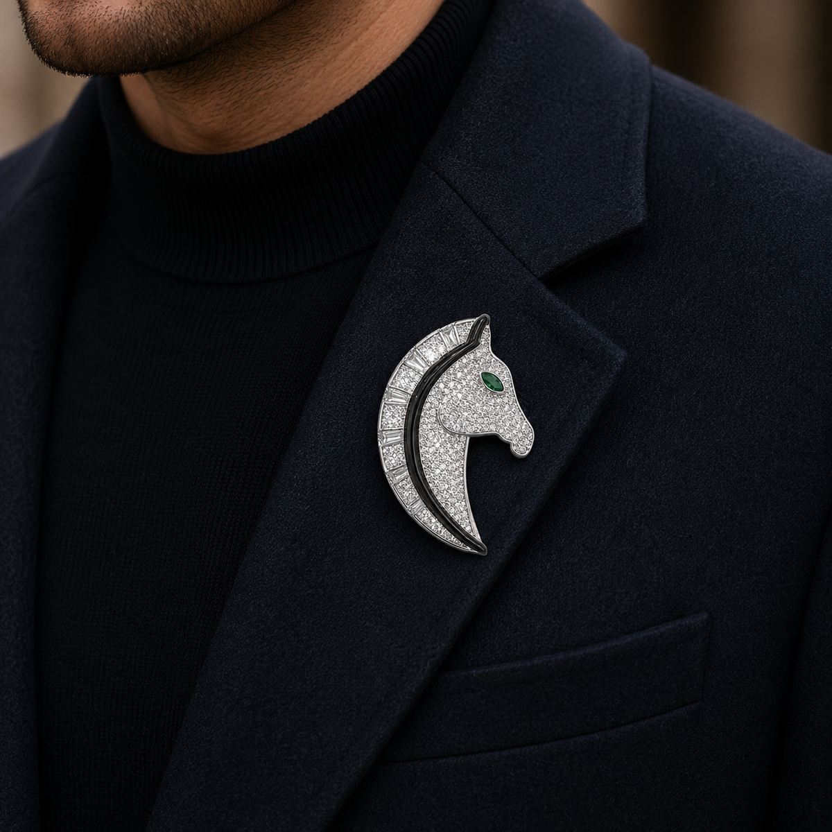Crystal Stallion Head Brooch Pin (1 Piece)