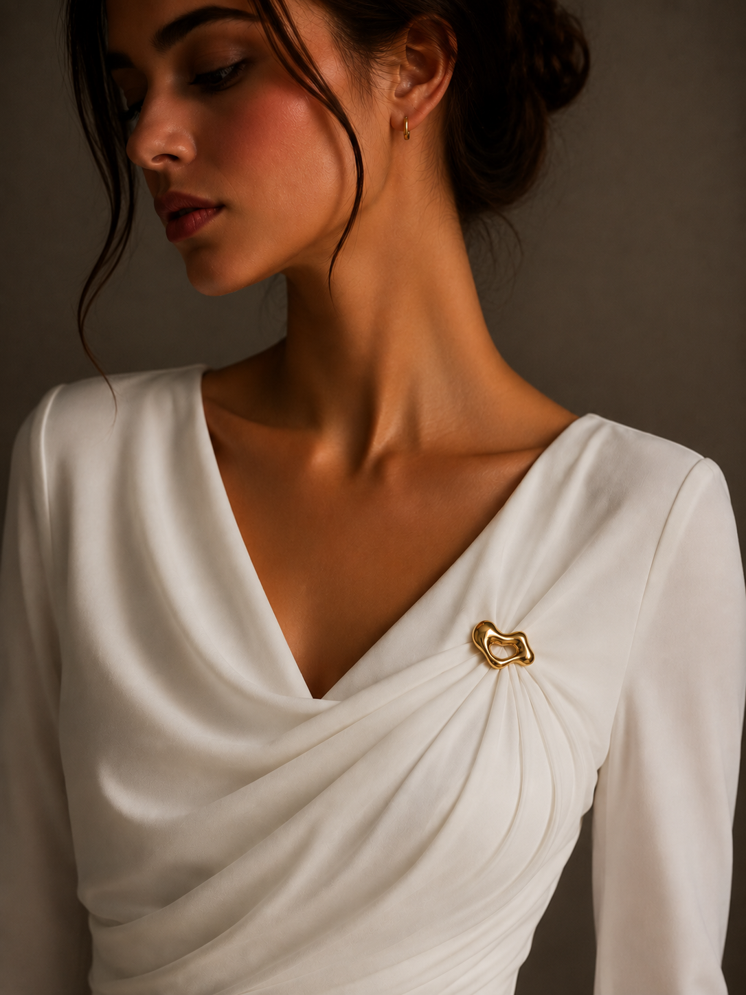 Abstract Gold Tone Hollow Statement Brooch Pin