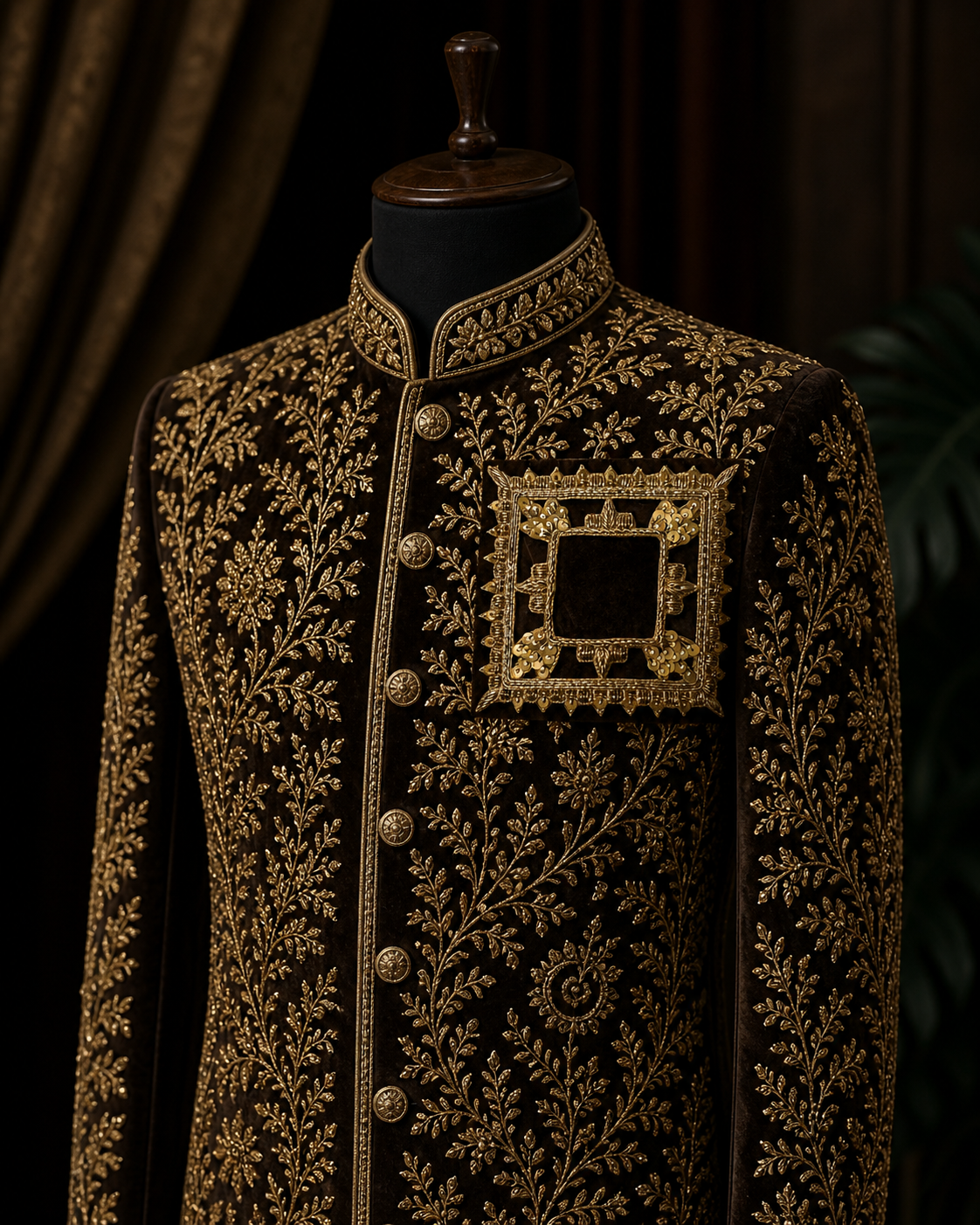 Square Shape Handwork Dabka Embroidery Patch (1 Piece)