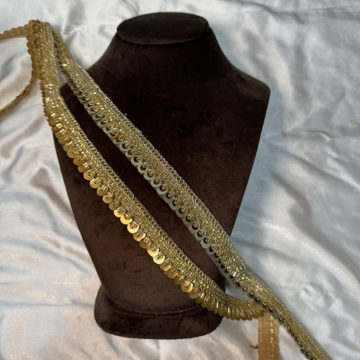 Premium Golden Beaded Sequin Embroidered Border Lace