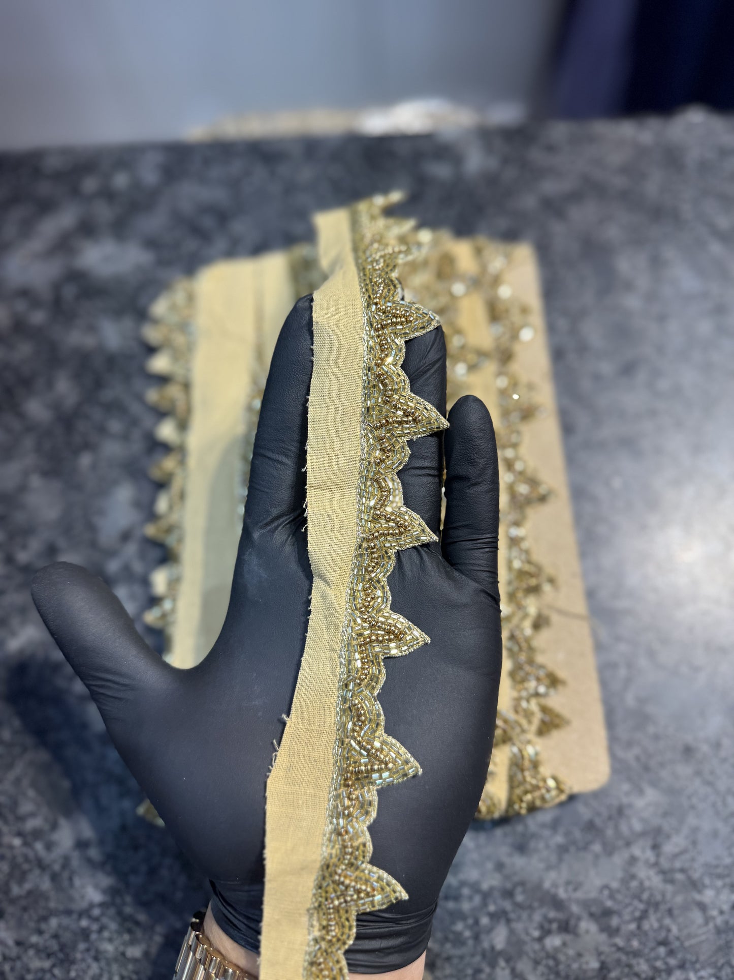 Golden color handwork lace 9 meters approx.