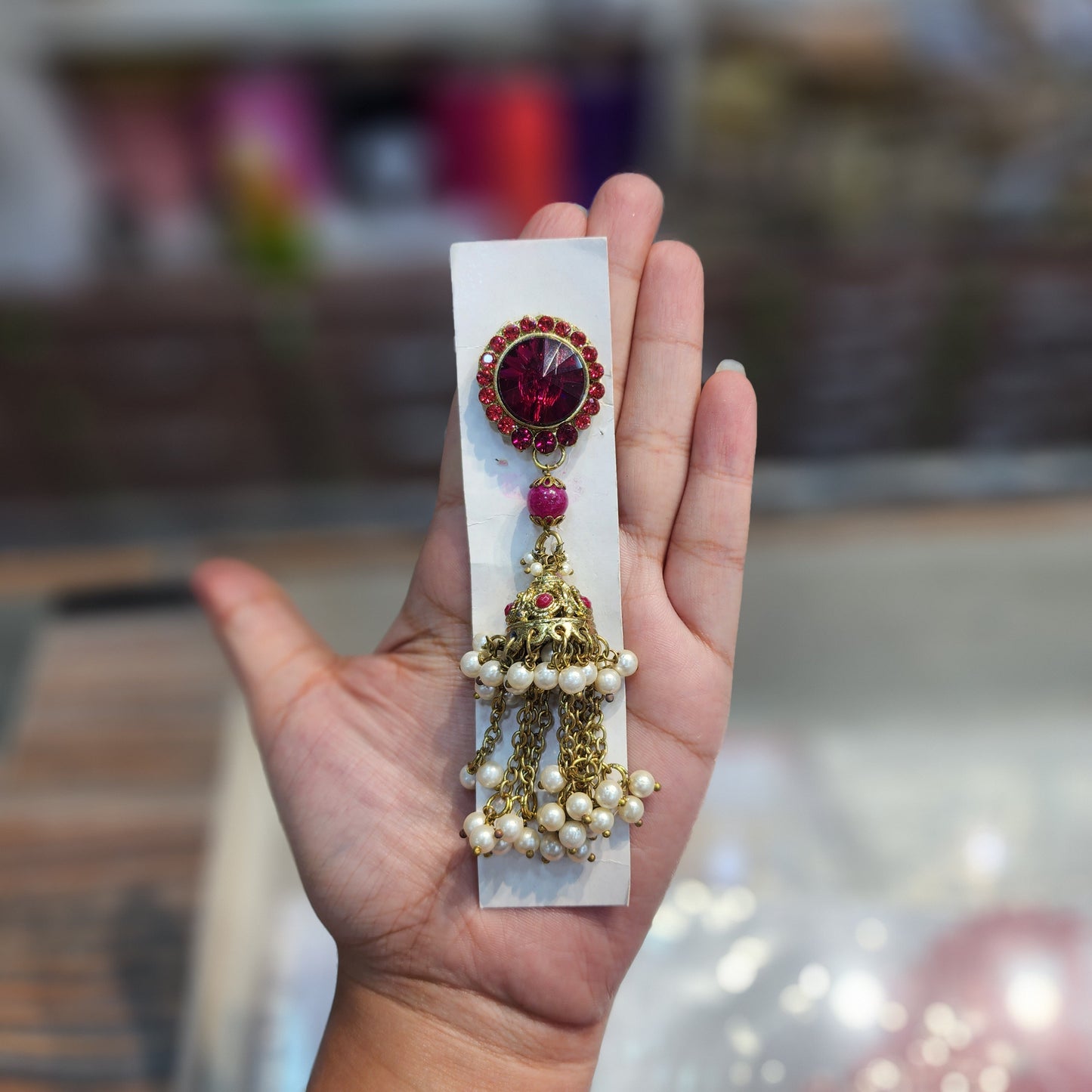 Maroon Color Fancy Kurta Patti buttons with pearl