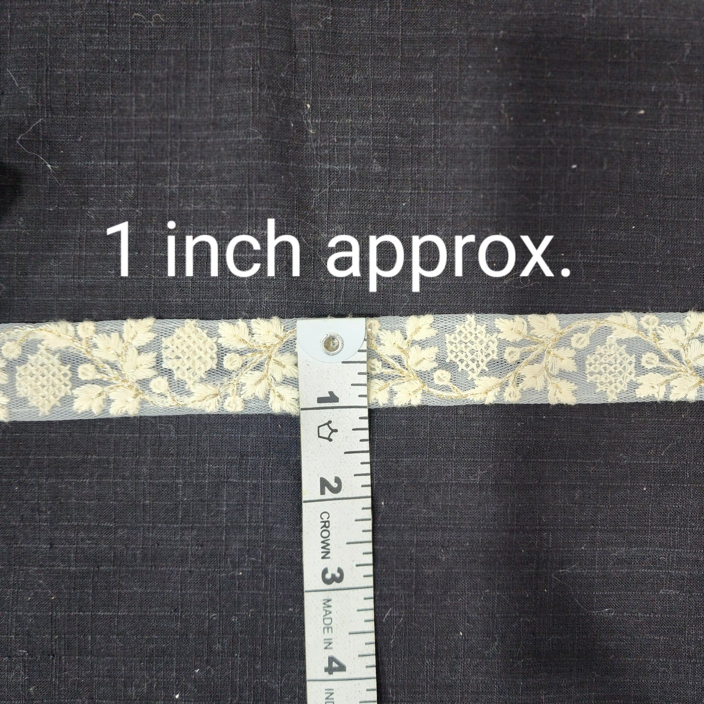 Off white color Dyeable Floral design Lakhnavi Lace