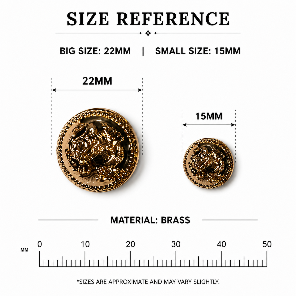 Shiny Golden Round Metal Coat/Blazer Buttons