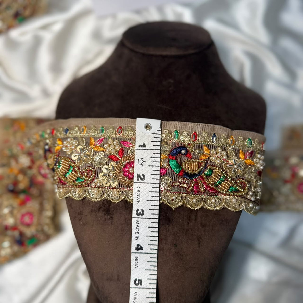 Designer Multicolor Peacock Embellished Lace Border for Ethnic Wear