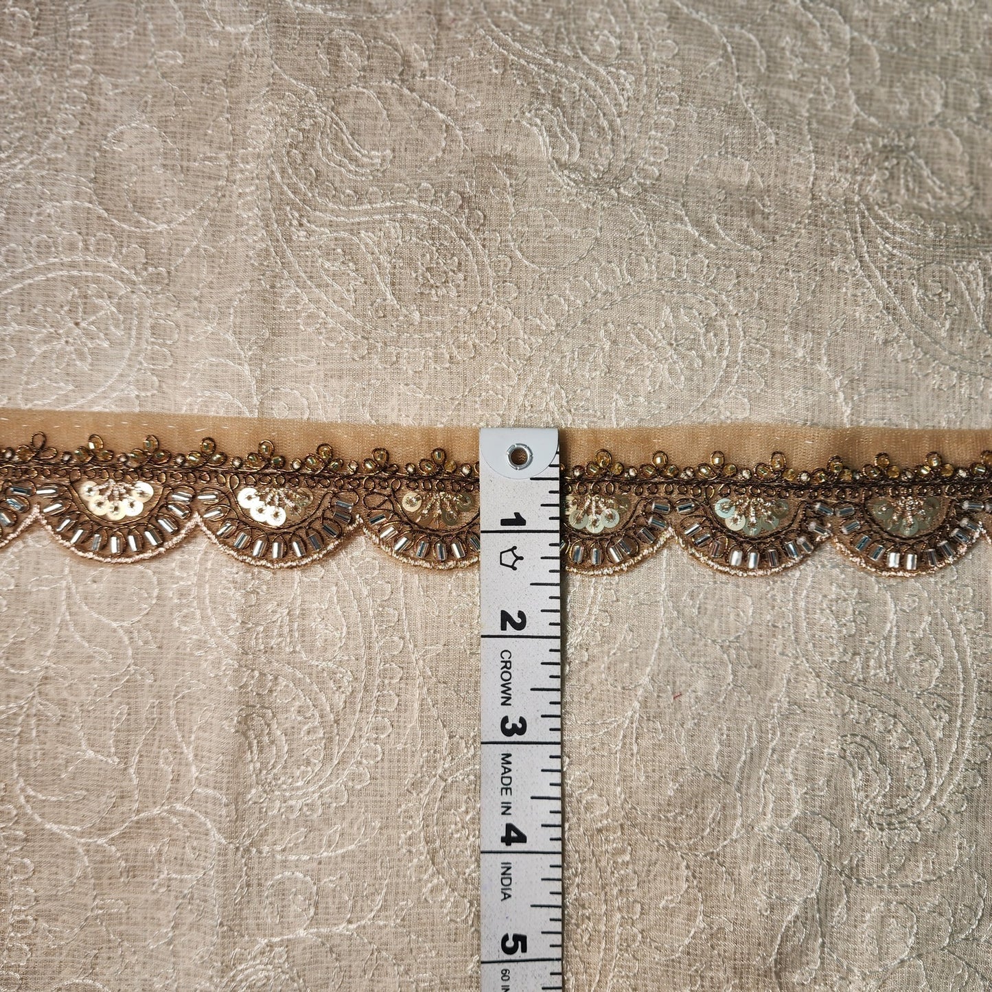 Antique Golden Color Beads work Cutwork Lace 9 meters approx