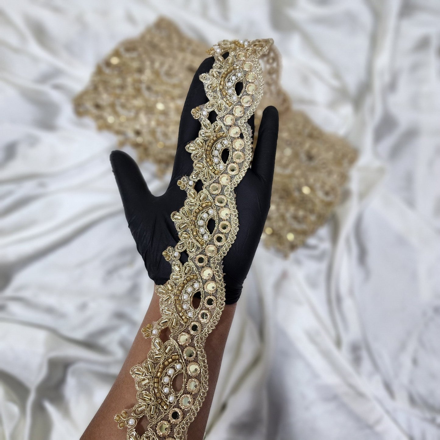 Beads and Patra work Scallop Lace Border