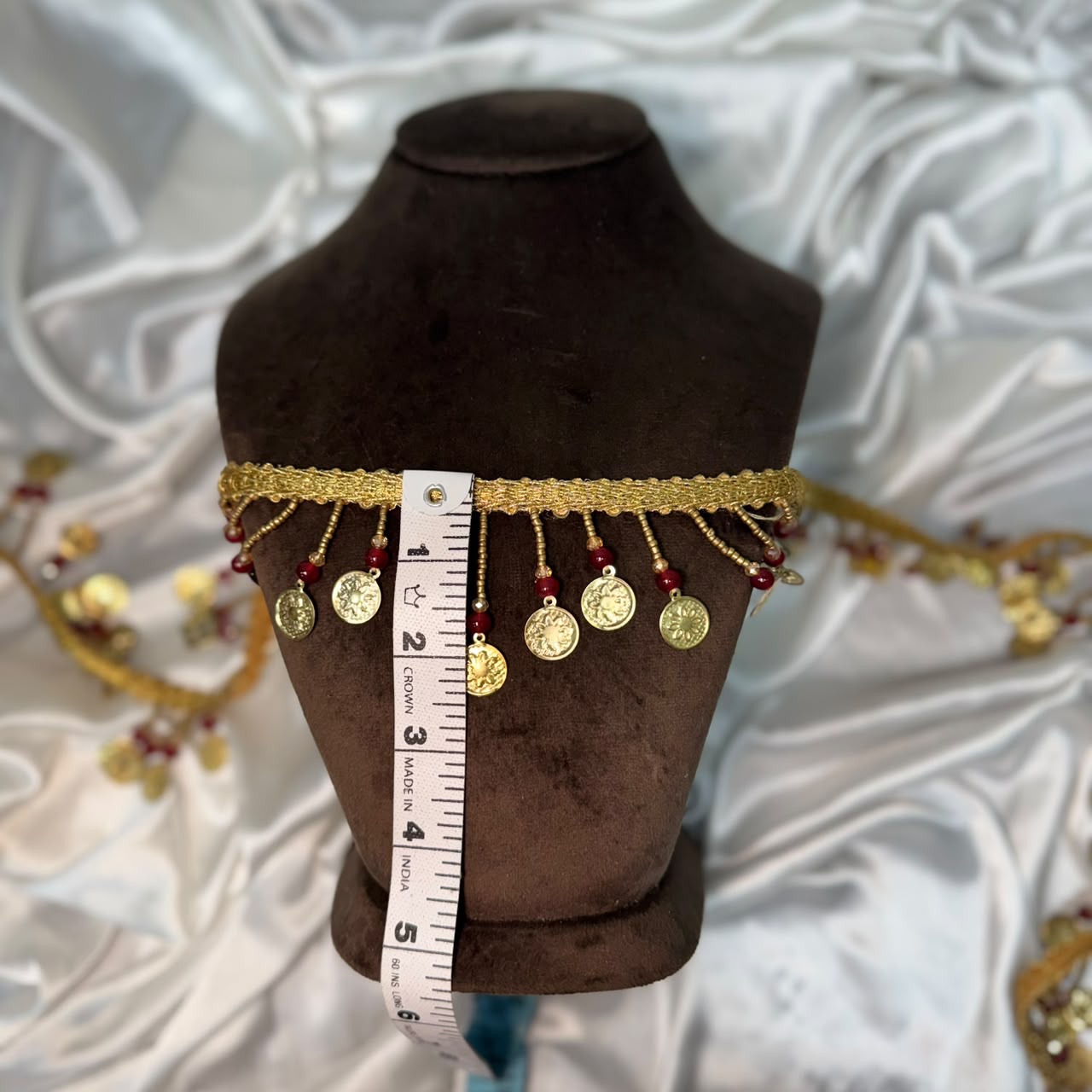 Metal coin and beads work Tassel Lace Border