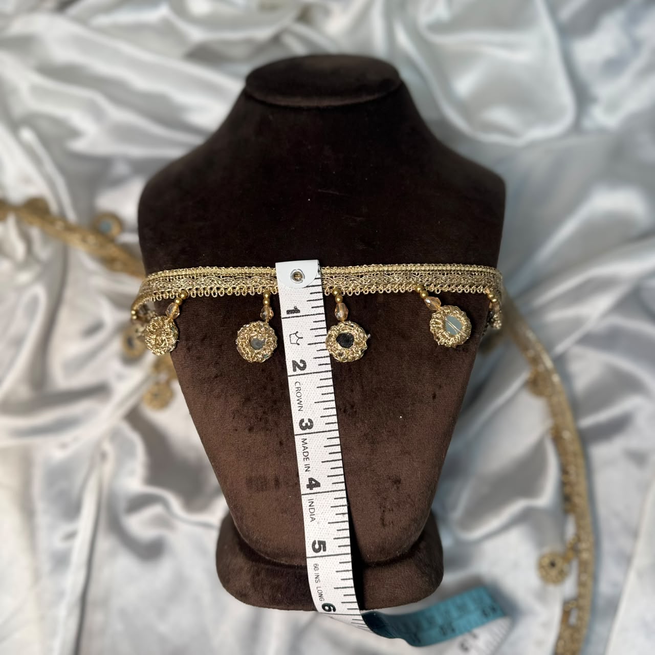Premium Gold Mirror Dangle Embroidered Lace Border