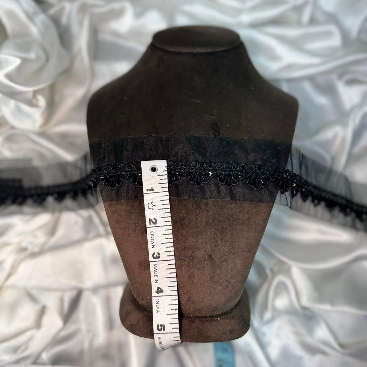 Mohan Shoppe Black Beaded Floral Lace Trim