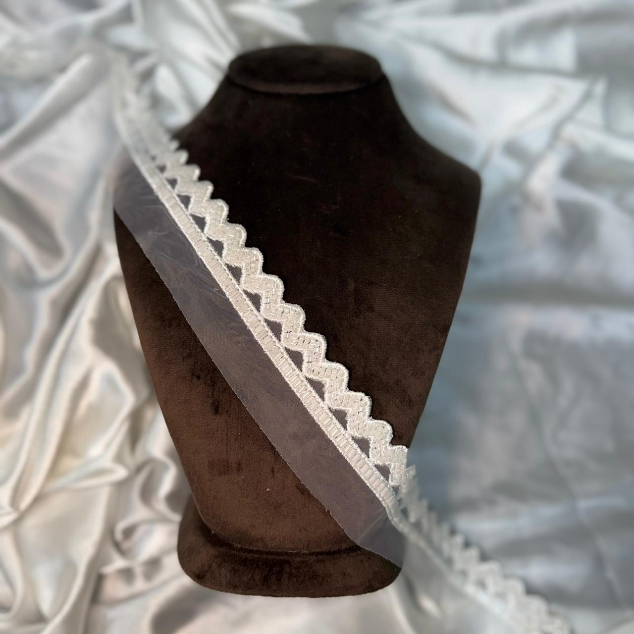Classic White - Black Zigzag Border Lace Border