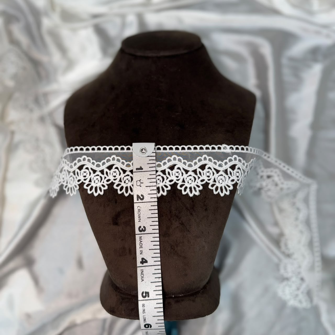 Designer White Floral Organza Lace Trim