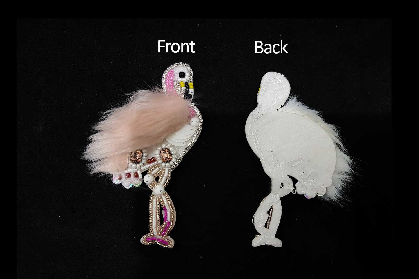 Swan/Flamingo Shape Beads Work Fancy Applique Patch 1 Piece