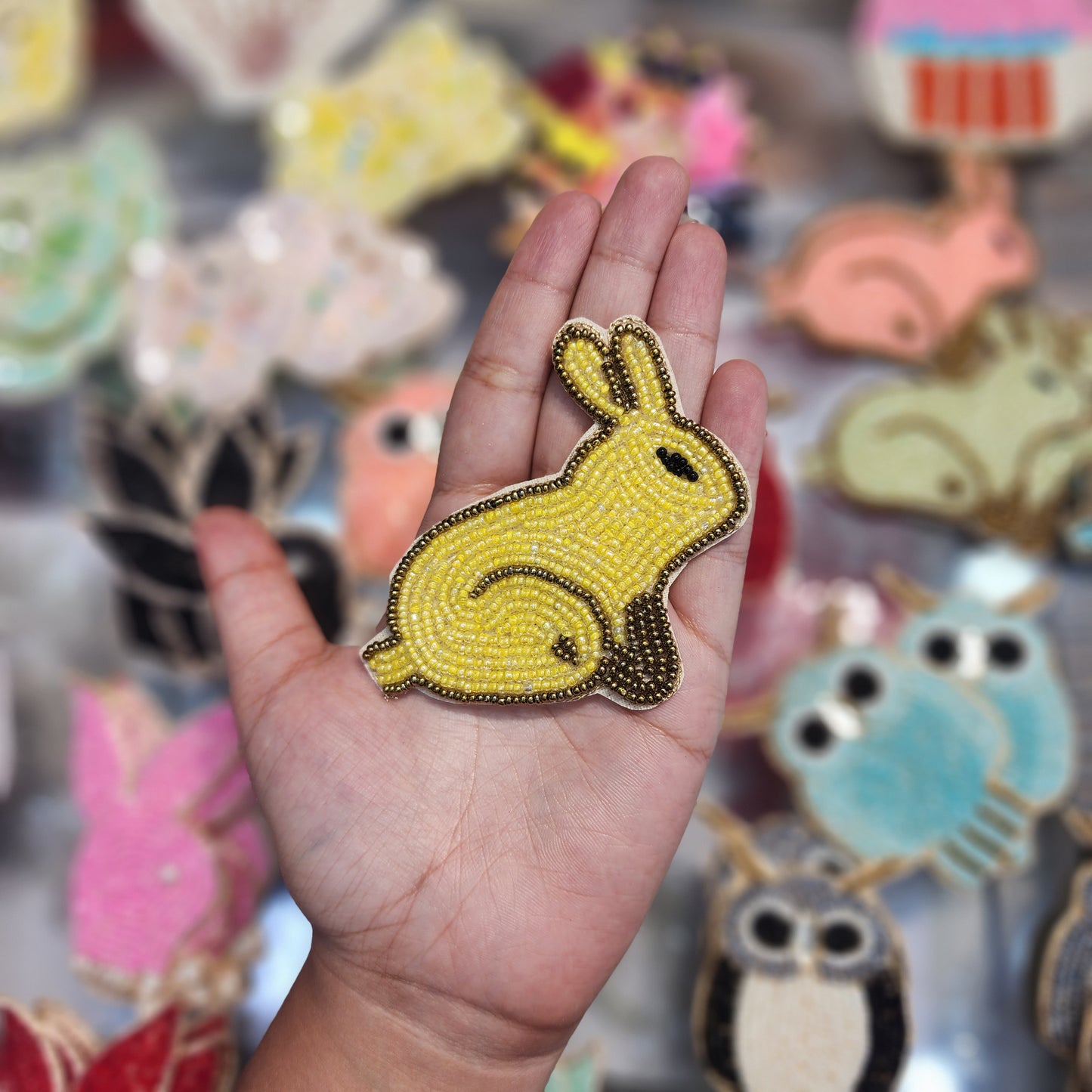 Rabbit Shape Beads work Kiddish Patch