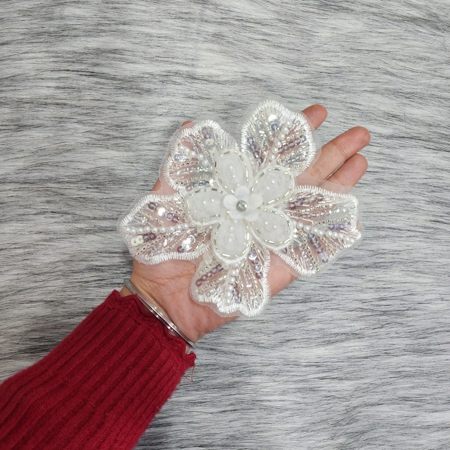 Dyeable Beads and Sequins work Flower Patch