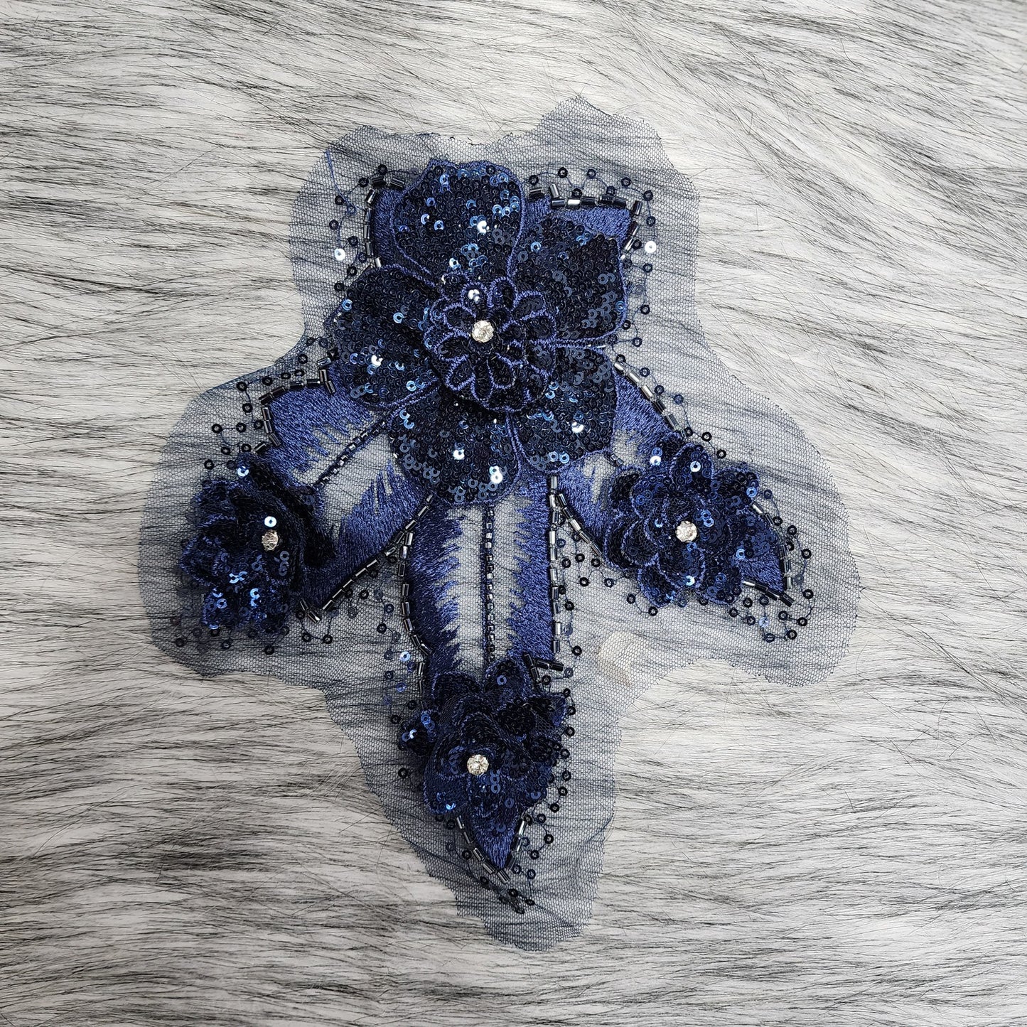 Fancy Net Base Sequins work Dyeable Patch