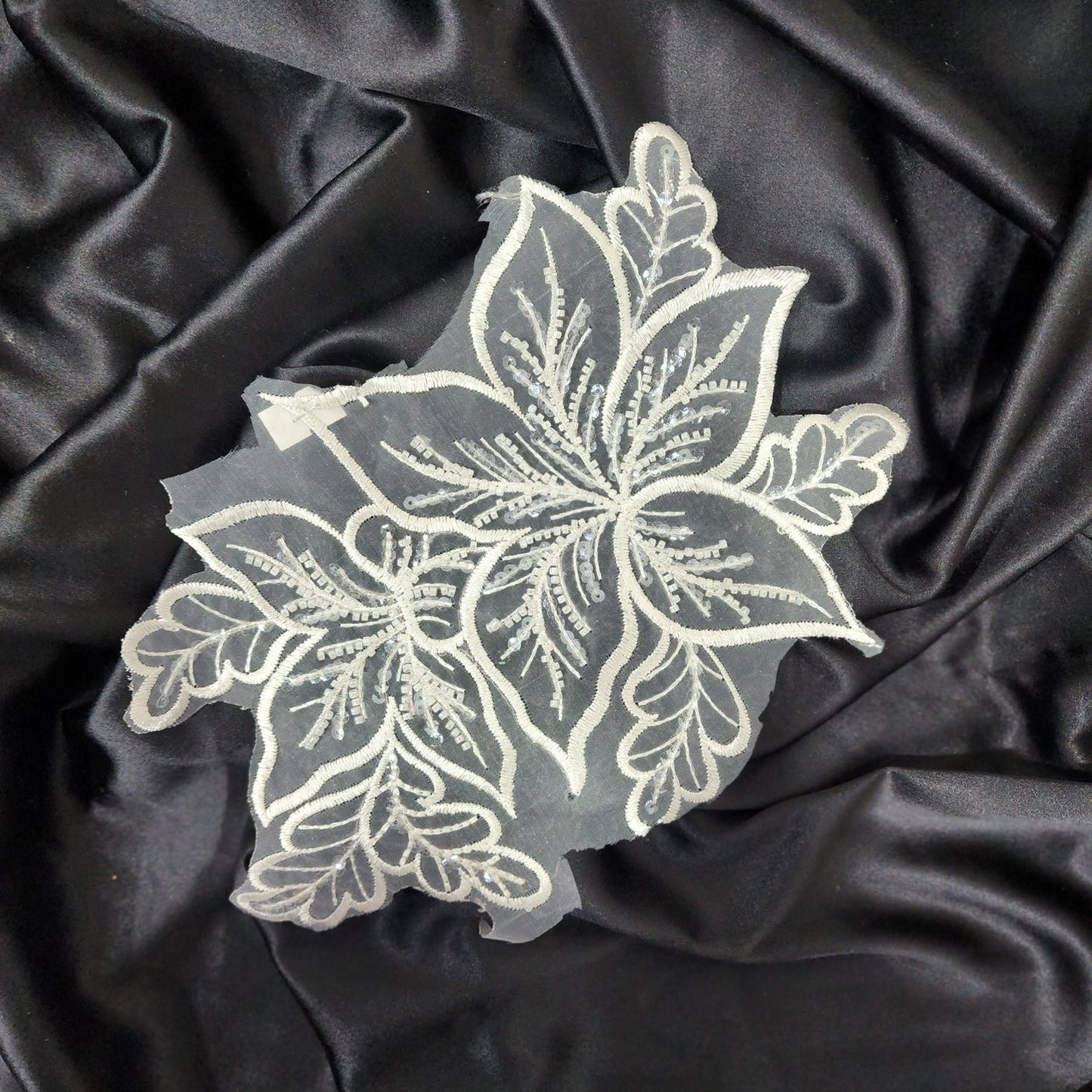 White color organza base flower patch