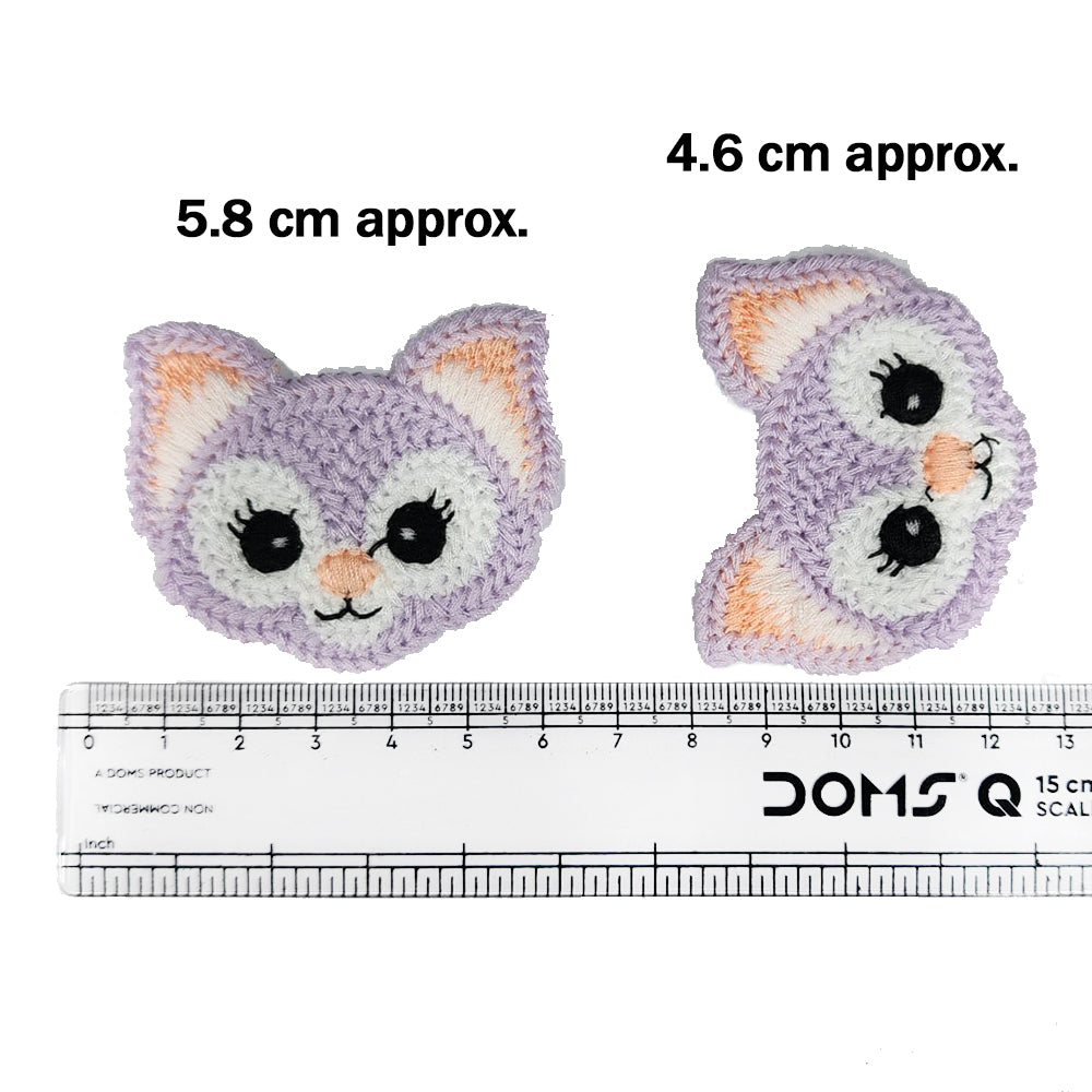 Set of 5 Pieces Pretty Lavendar color Cat Face Patches