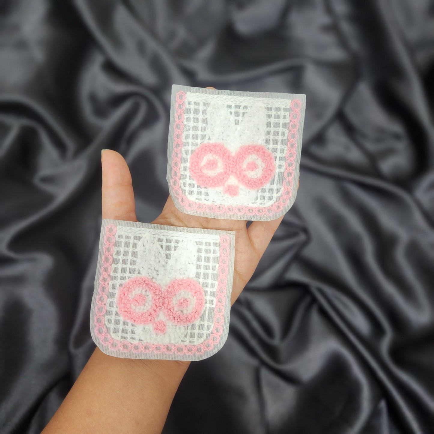 Pack of 2 Pcs White Pink color Pocket Patches