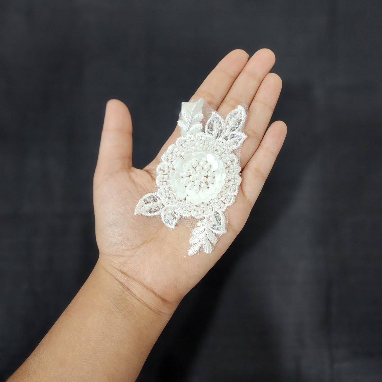 White color Beads work Patch Pack of 4 Pcs
