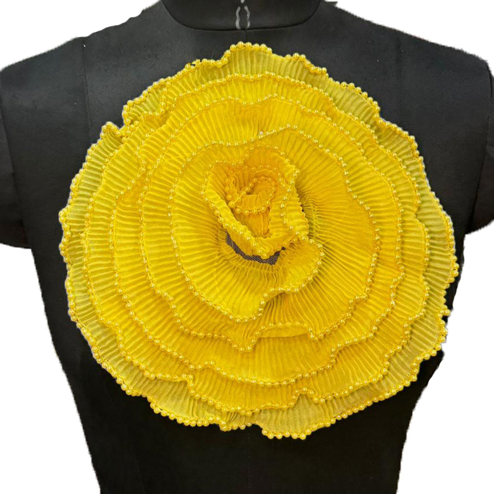 Crushed Fabric Flower with Pearl Detailing Patch