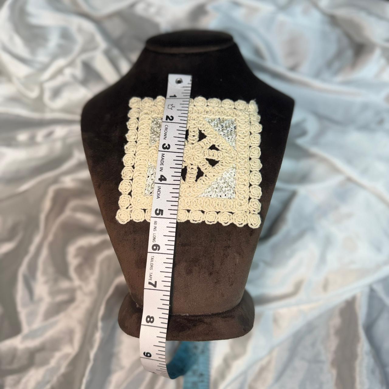 Dyeable Crochet Square Lace Applique Patch – Off White