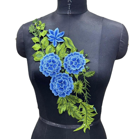 Designer Applique Patch with Detailed Floral Threadwork