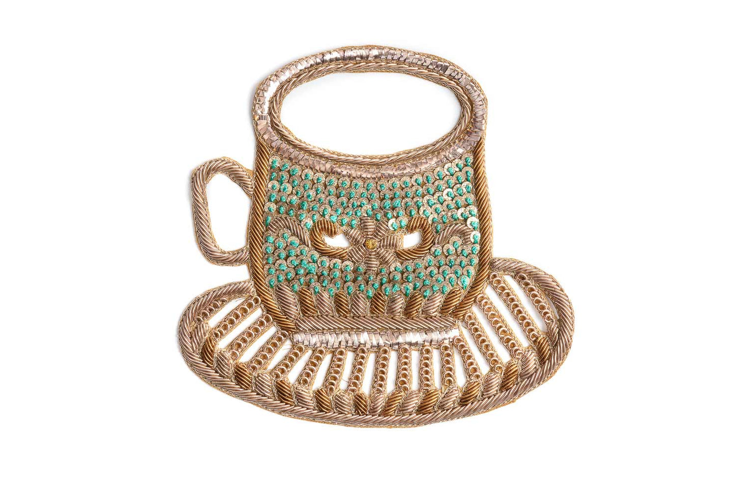Golden Color Hand Embroidery Patch in Cup Shape (1 Piece)