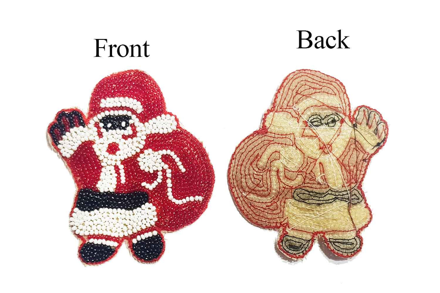 Red White Color Santa Clause Shape Beads Work Hand Embroidery Patch
