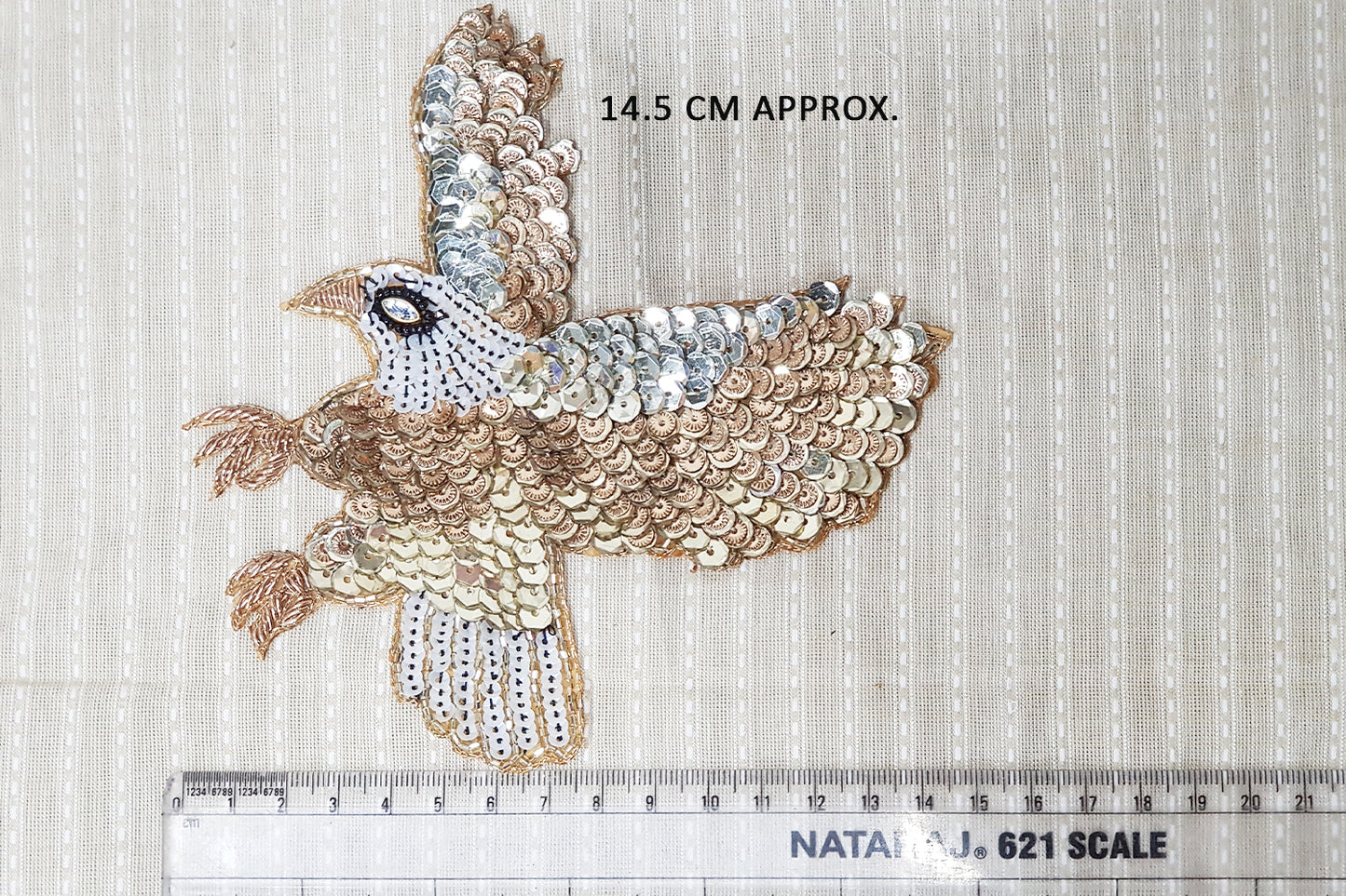 Black Golden Color Sequins work Eagle Design Bird Patch 2 pcs