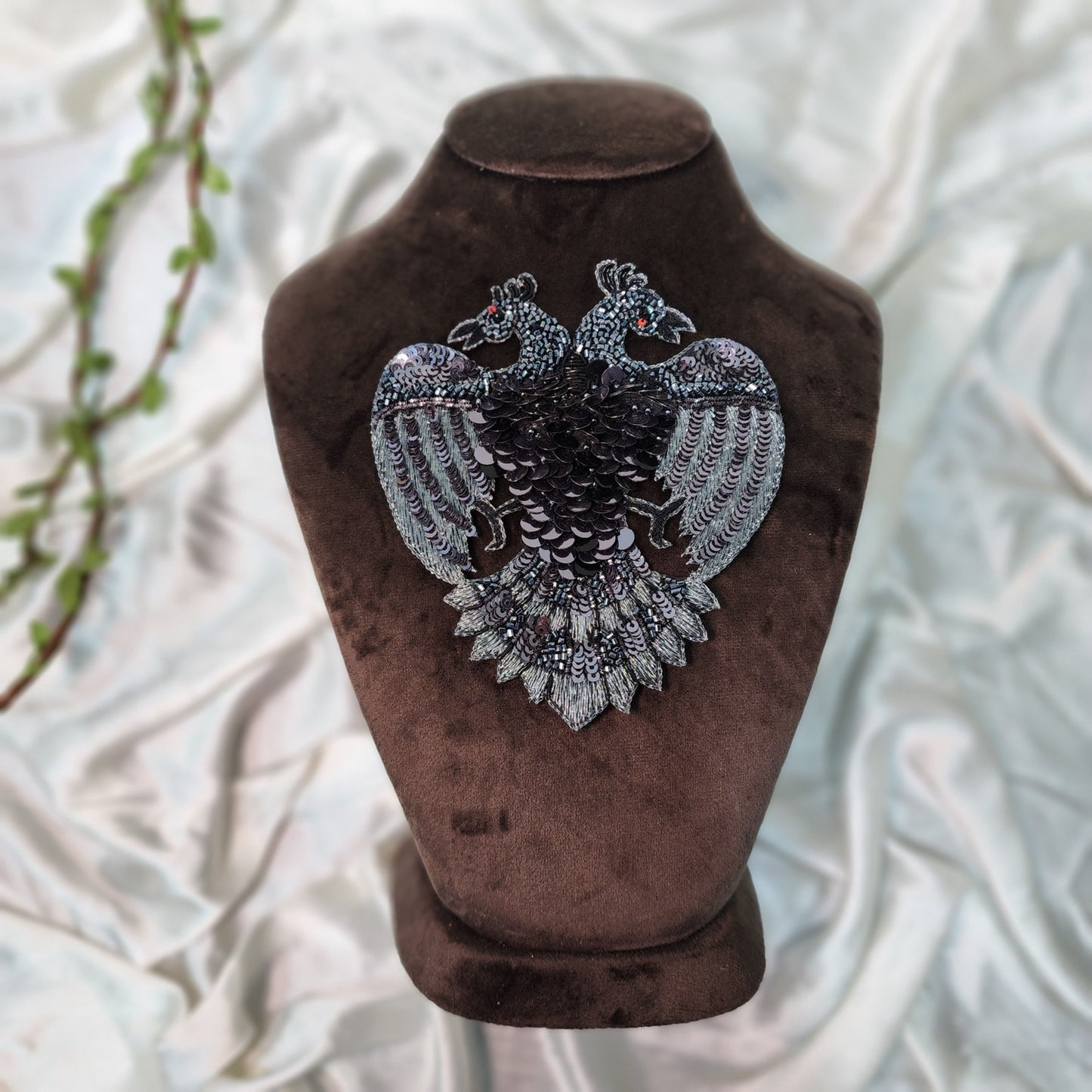 Sequins and Beads Work Dragon of Hearts Patch Applique