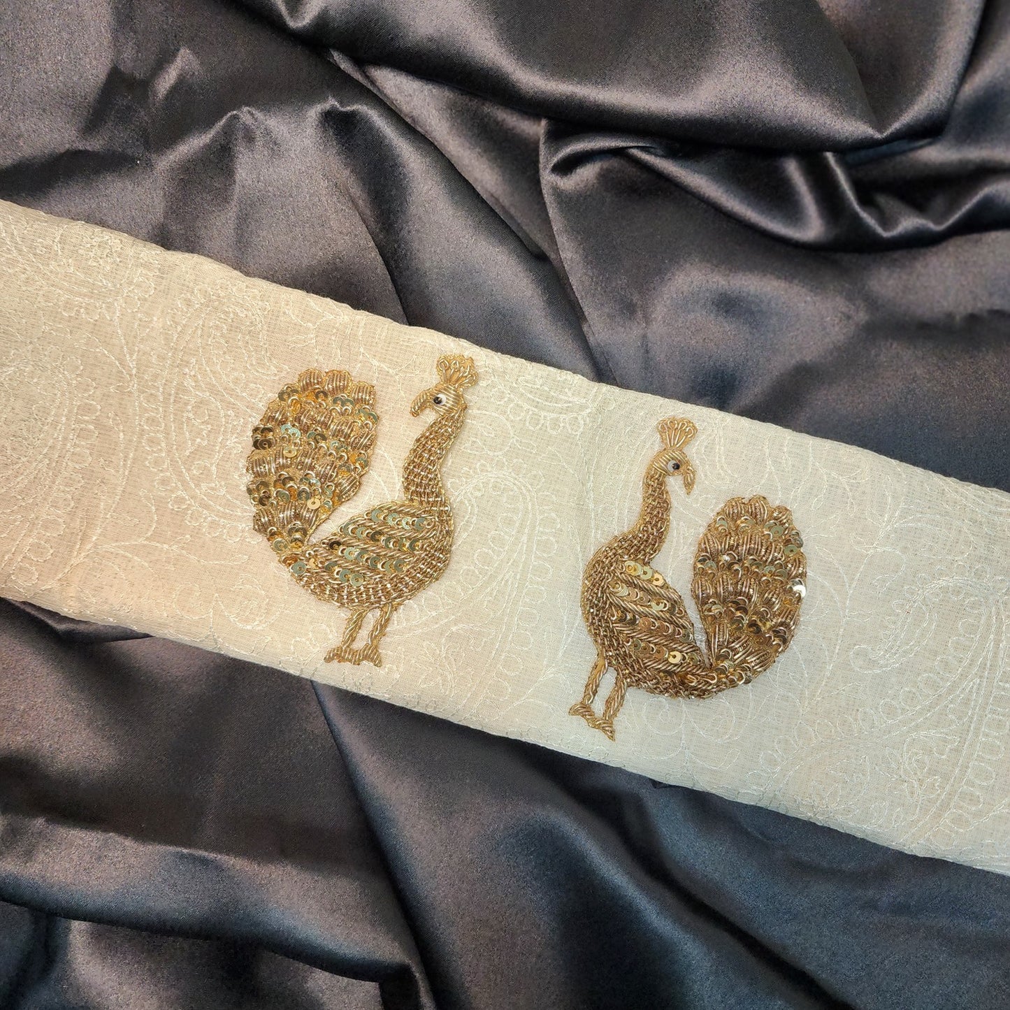 Dabka and Sequins work Peacock Patch 2 Pieces